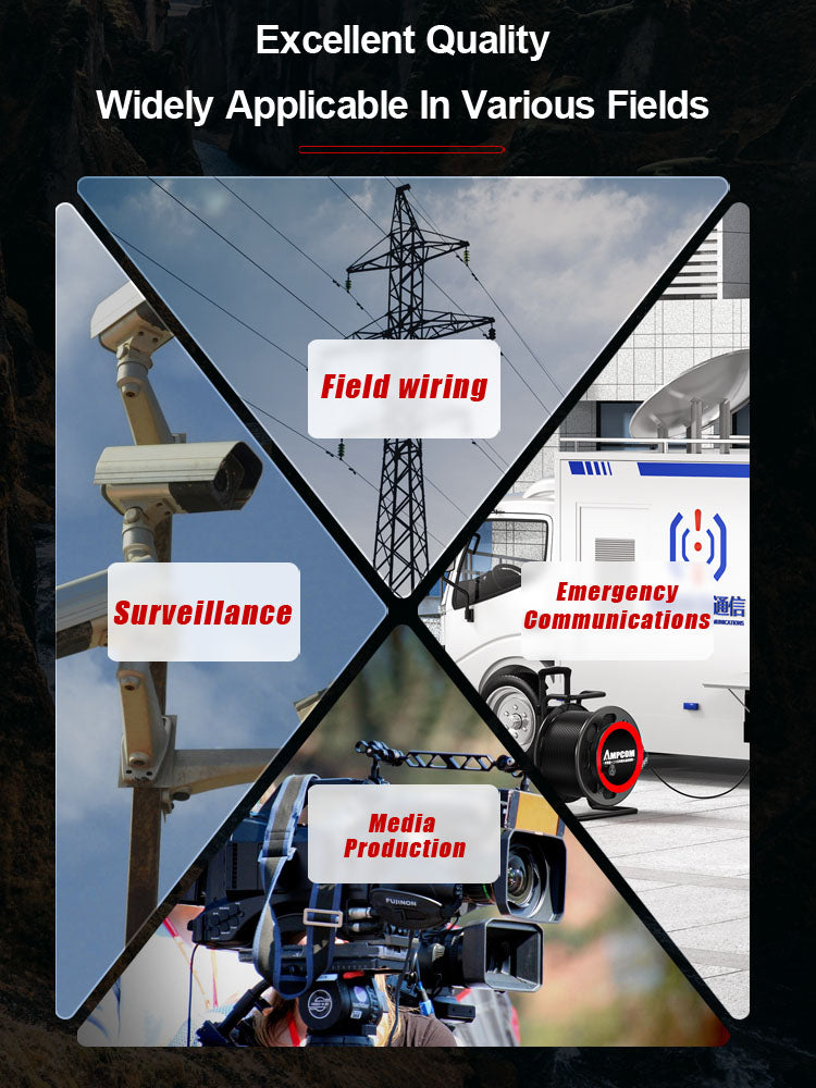 AMPCOM Metal Telescopic Rod Roller Fiber Optic Cable Laydown Cart Outdoor Military Grade Cable Laydown Cart