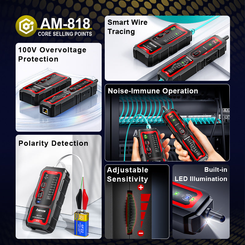 AMPCOM Interference Resistance Multifunction Network Cable Tracker【New Products Exclusive Deal】