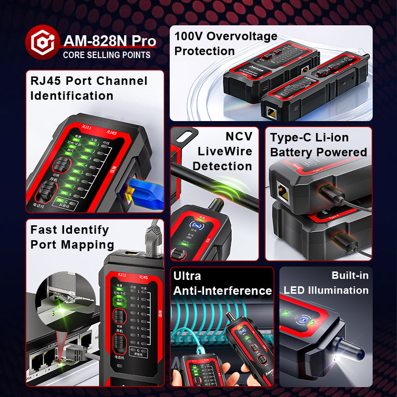 AMPCOM Interference Resistance Multifunction Network Cable Tracker【New Products Exclusive Deal】