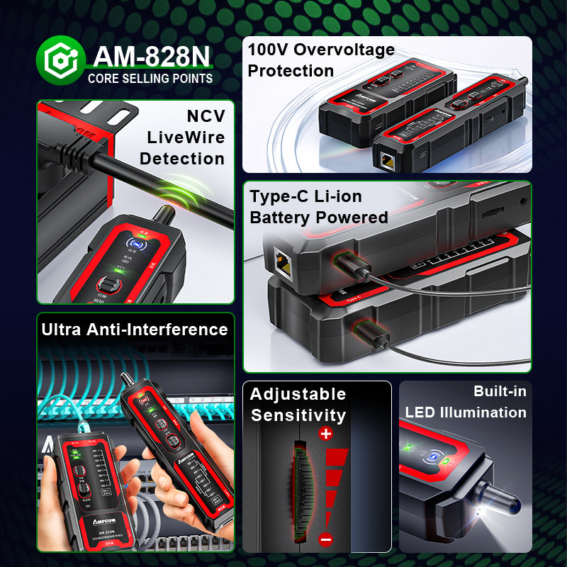 AMPCOM Interference Resistance Multifunction Network Cable Tracker【New Products Exclusive Deal】